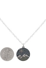 -Sterling Silver Snowy Mountain and Snowflake Charm Necklace