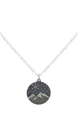 *Sterling Silver Snowy Mountain and Snowflake Charm Necklace