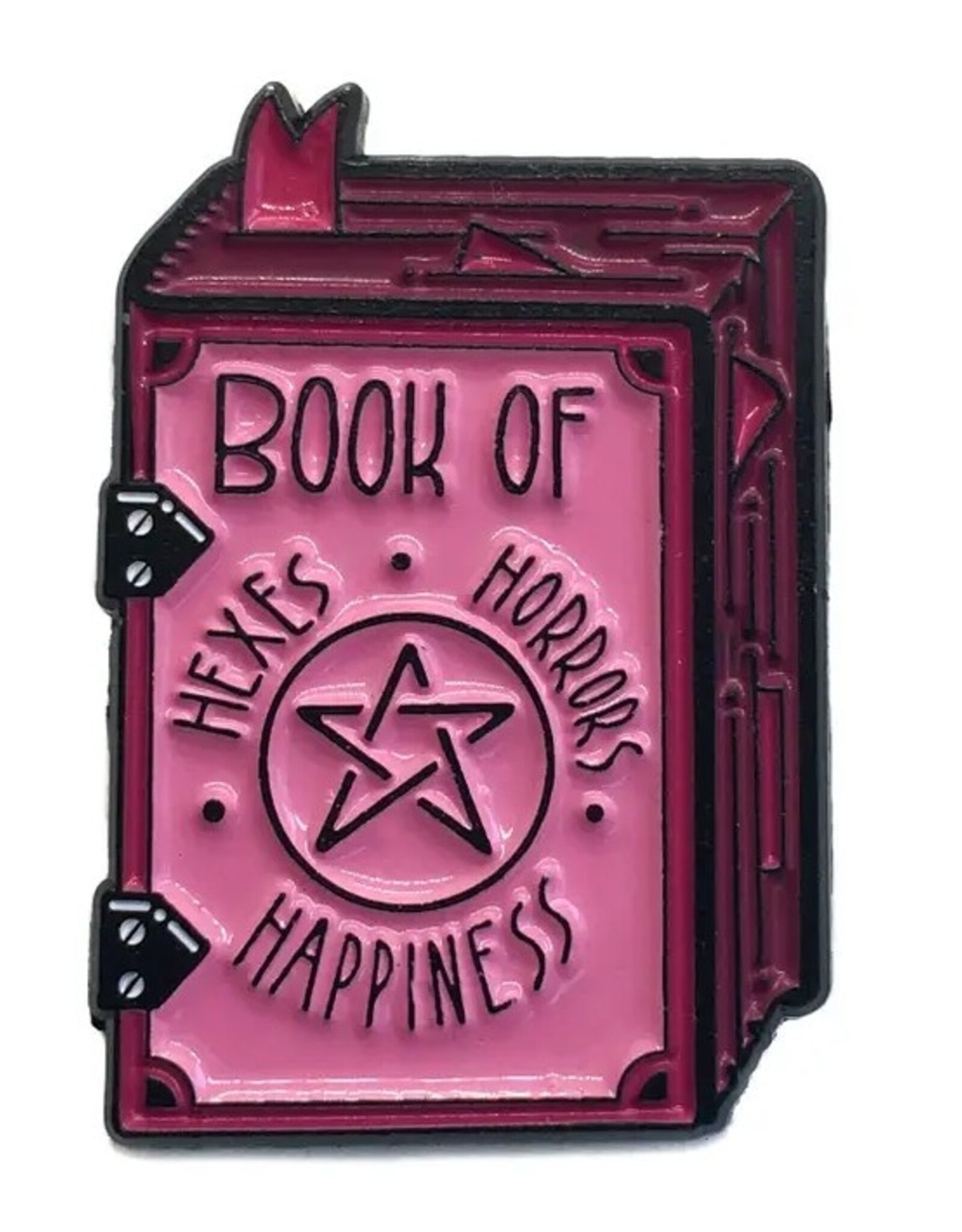 -Book of Hexes, Horrors, and Happiness Grimoire Enamel Pin