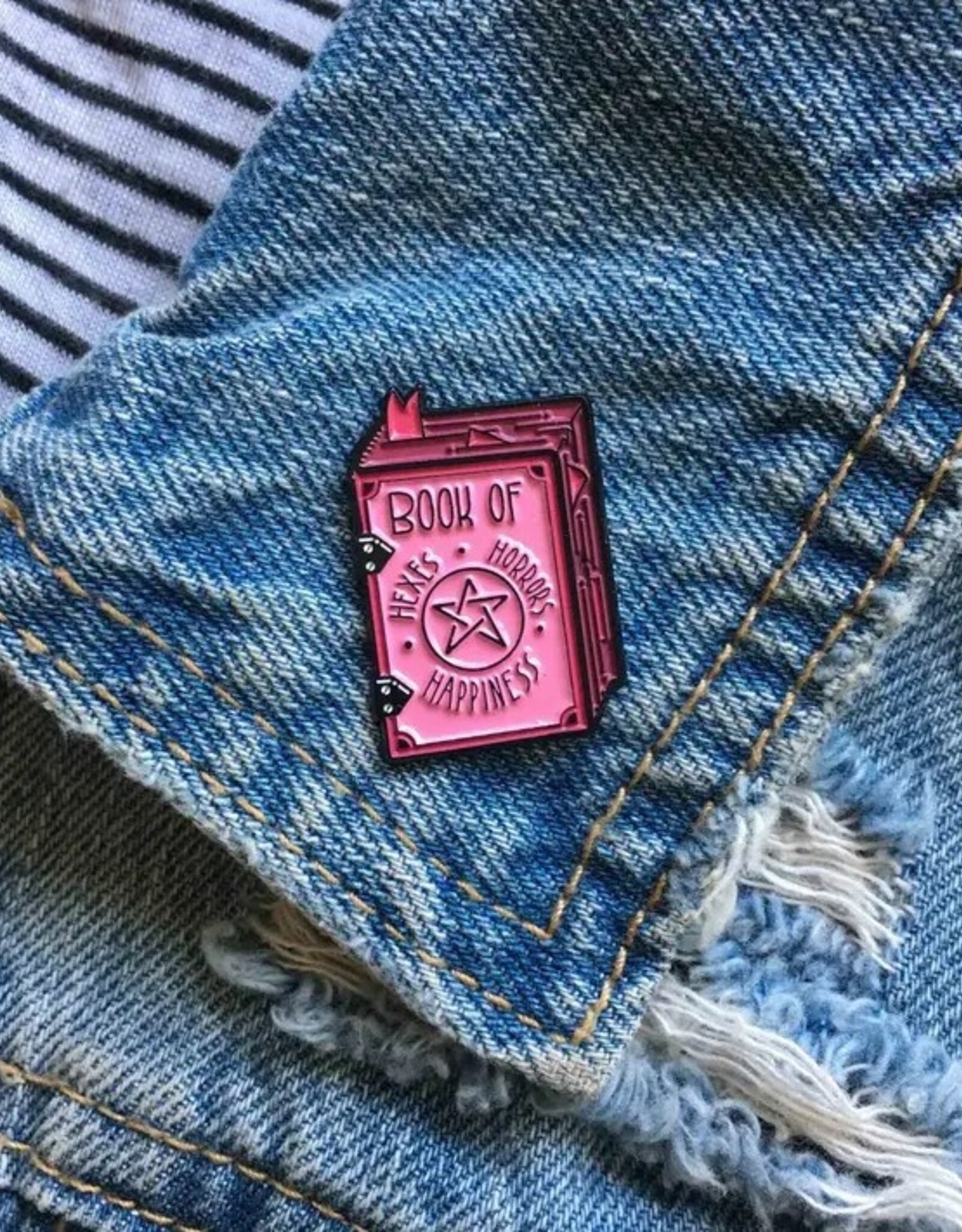 -Book of Hexes, Horrors, and Happiness Grimoire Enamel Pin