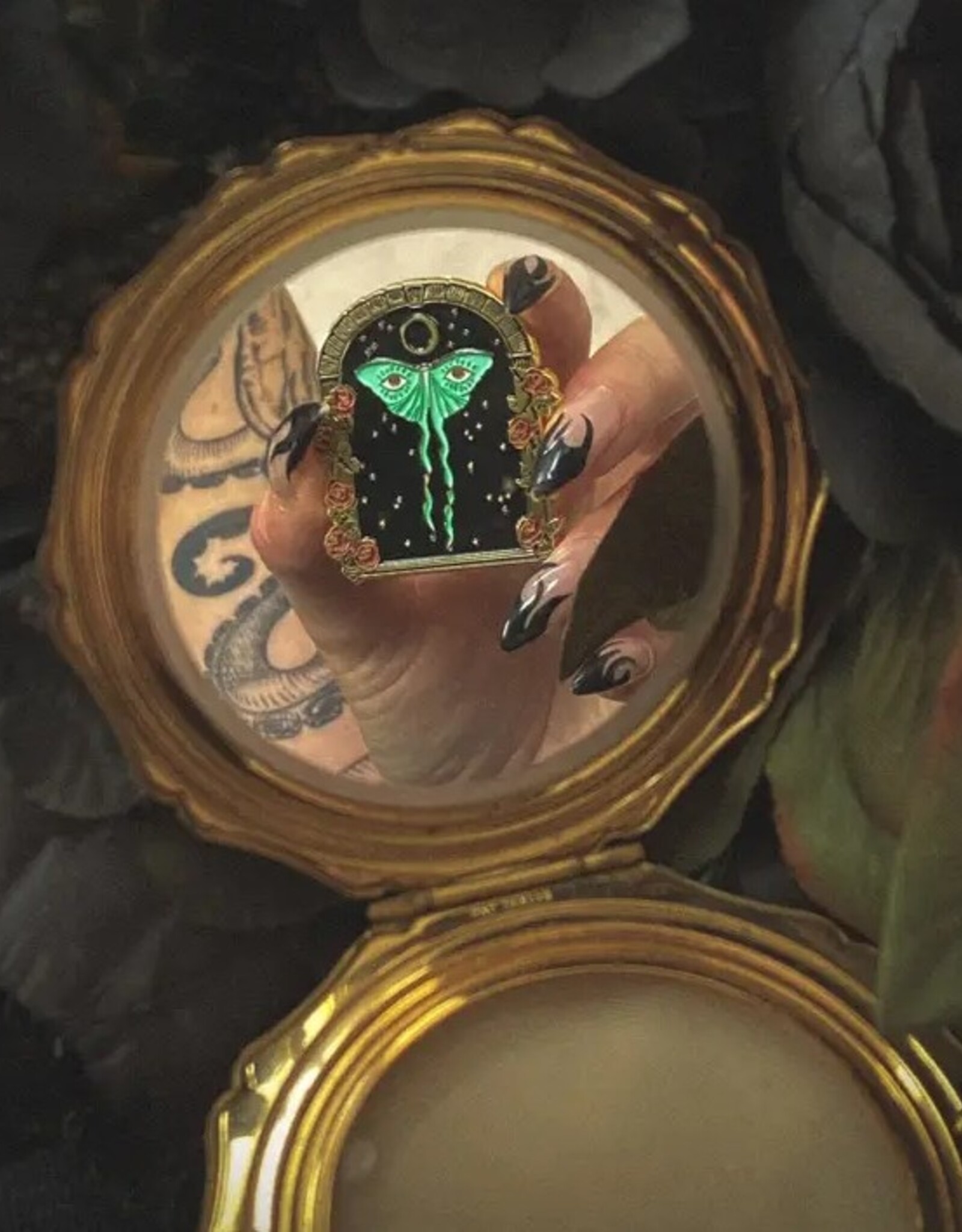 -Luna Moth and Moon Enamel Pin