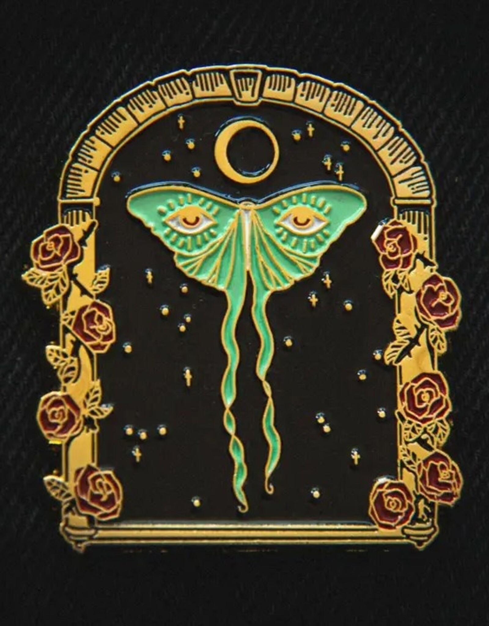 -Luna Moth and Moon Enamel Pin