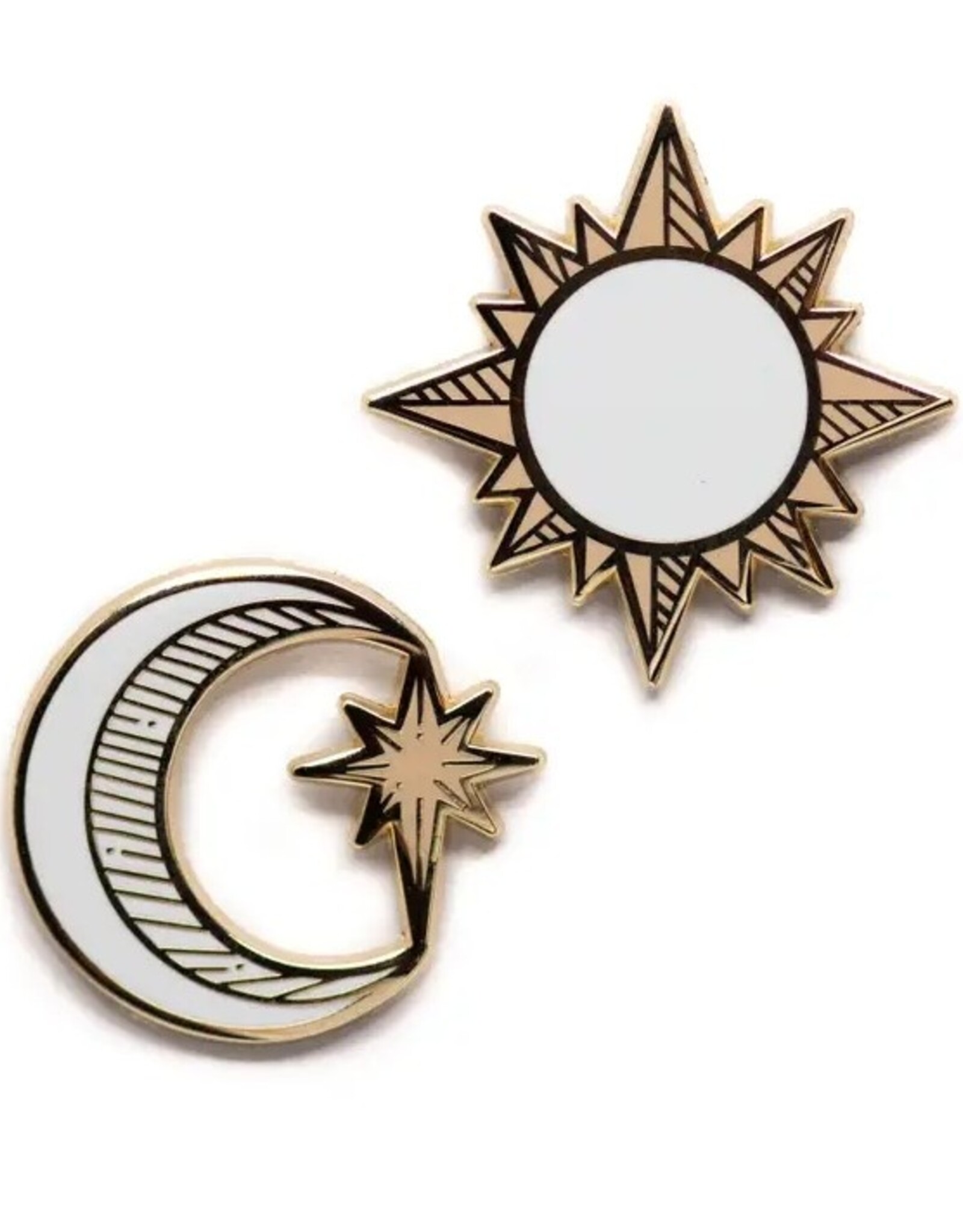-Sun & Moon Collar Pin Set