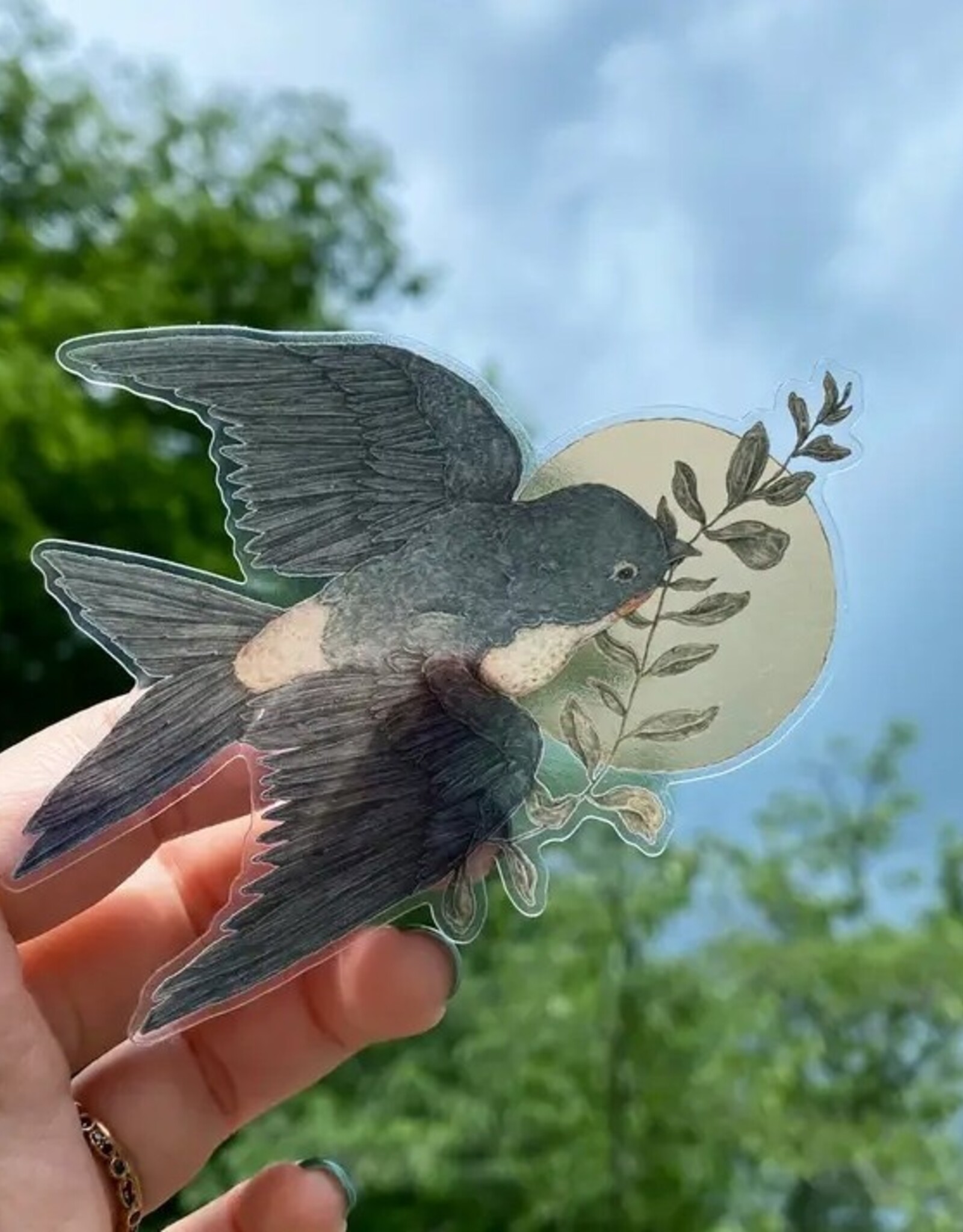 -3.5" X 3.3" Tree Swallow Semi-Transparent Sticker