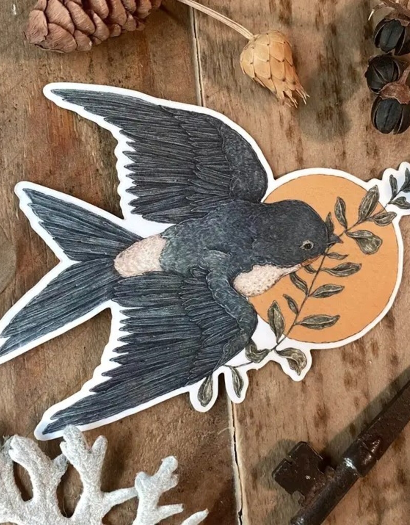 -3.5" X 3.3" Tree Swallow Semi-Transparent Sticker