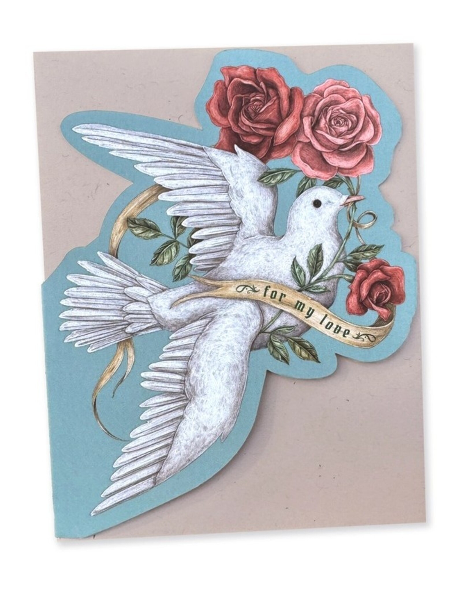 -4.25” X 5.5” For My Love (Dove and Roses) Greeting Card