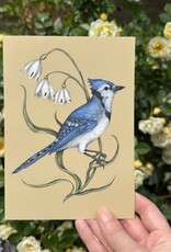 -5” X 7” Blue Jay & Snowflake Gold Foil Postcard