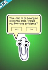 Pretty Toxic Stickers Existential Crisis Sticker, Funny Clippy Meme, 90s Nostalgia 3"