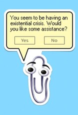Existential Crisis Sticker, Funny Clippy Meme, 90s Nostalgia 3"