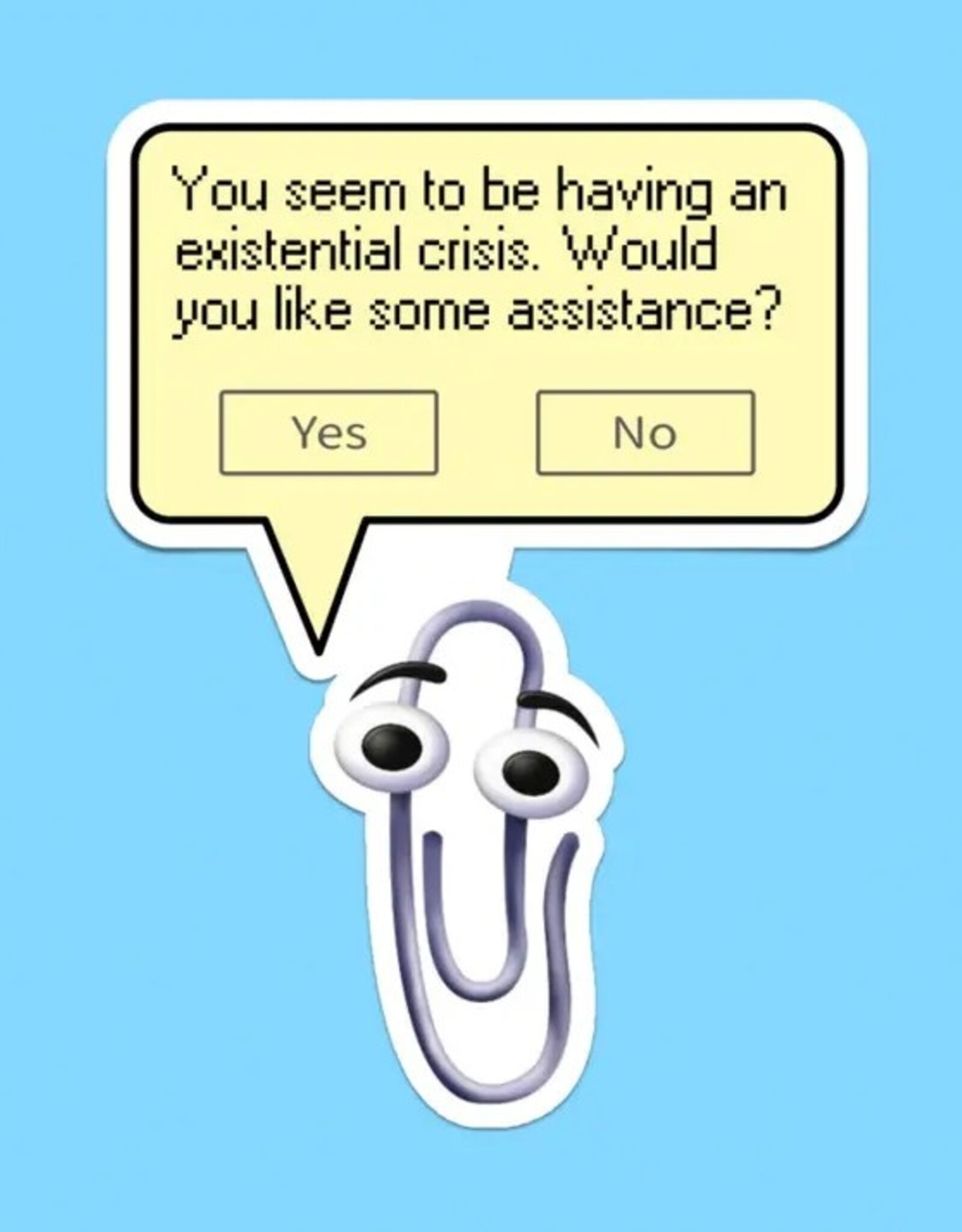 Existential Crisis Sticker, Funny Clippy Meme, 90s Nostalgia 3"