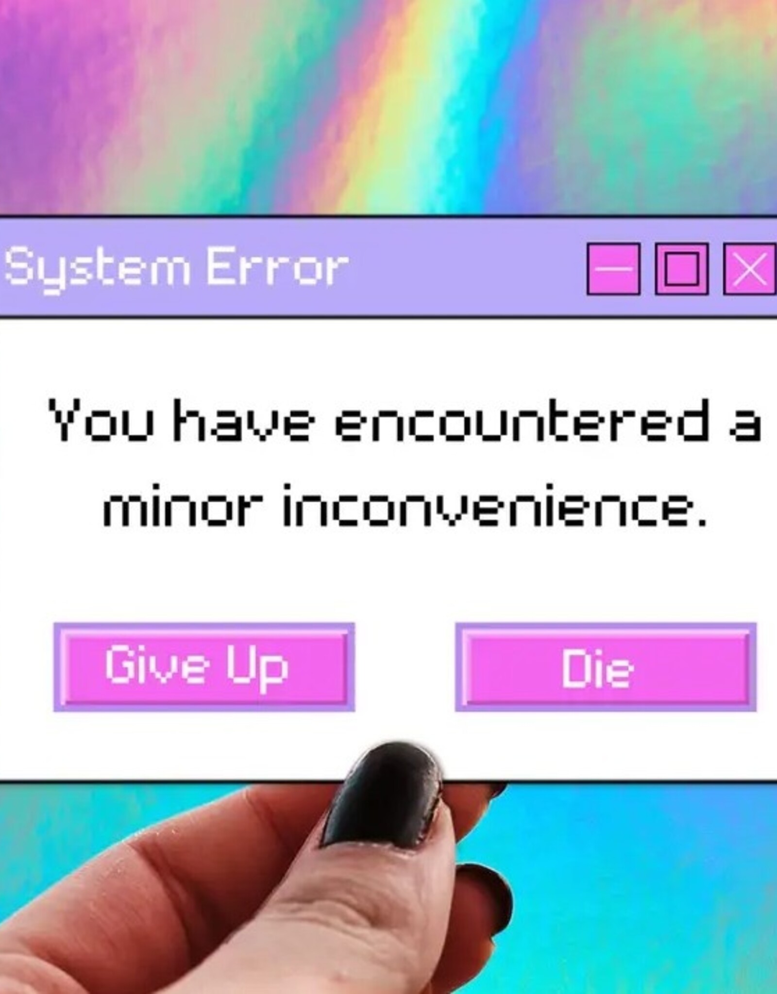 Y2k System Error Message Sticker - Minor Inconvenience 3", Holographic