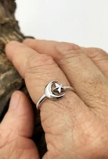 -Adjustable Moon and Star Ring | Sterling Silver
