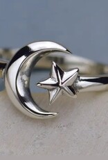 -Adjustable Moon and Star Ring | Sterling Silver