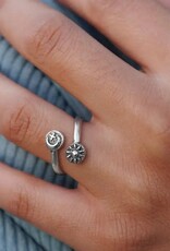 -Adjustable Moon Star and Sun Ring | Sterling Silver