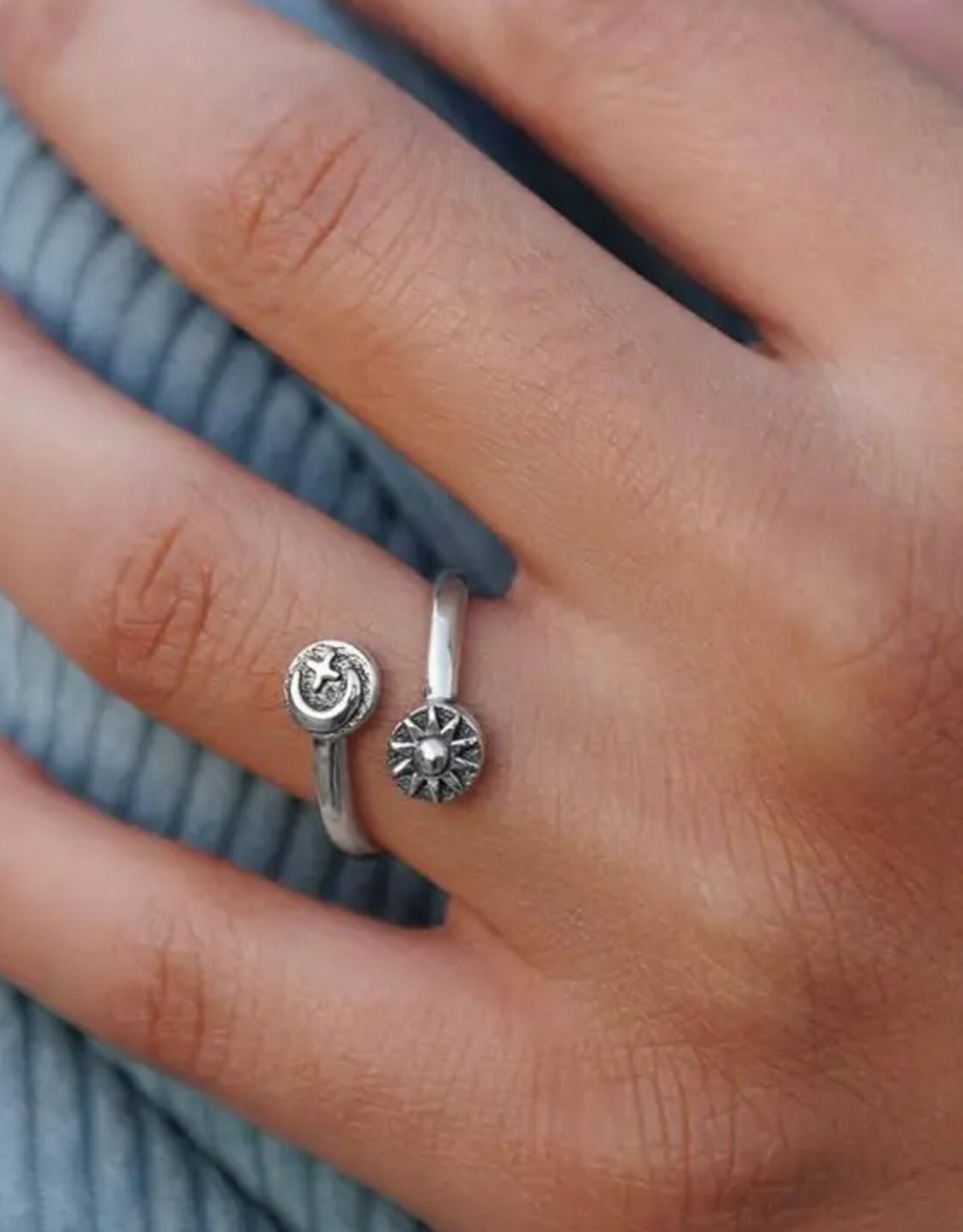 -Adjustable Moon Star and Sun Ring | Sterling Silver