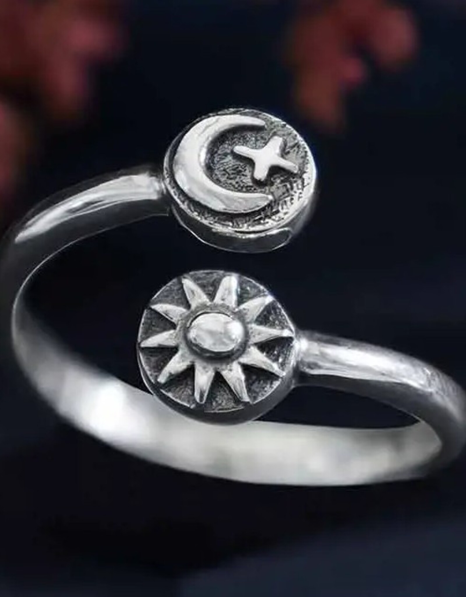 -Adjustable Moon Star and Sun Ring | Sterling Silver
