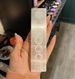Selenite Etched Chakra Plate 15cm
