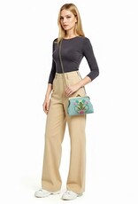 Frog in the Lily Pond Kiss Lock Bag in Linen Cotton Blend