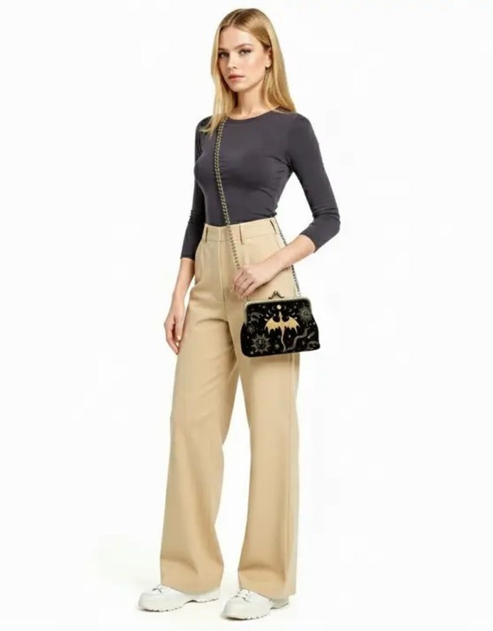 -Romantasy Dragon Kiss Lock Bag in Linen Cotton Blend