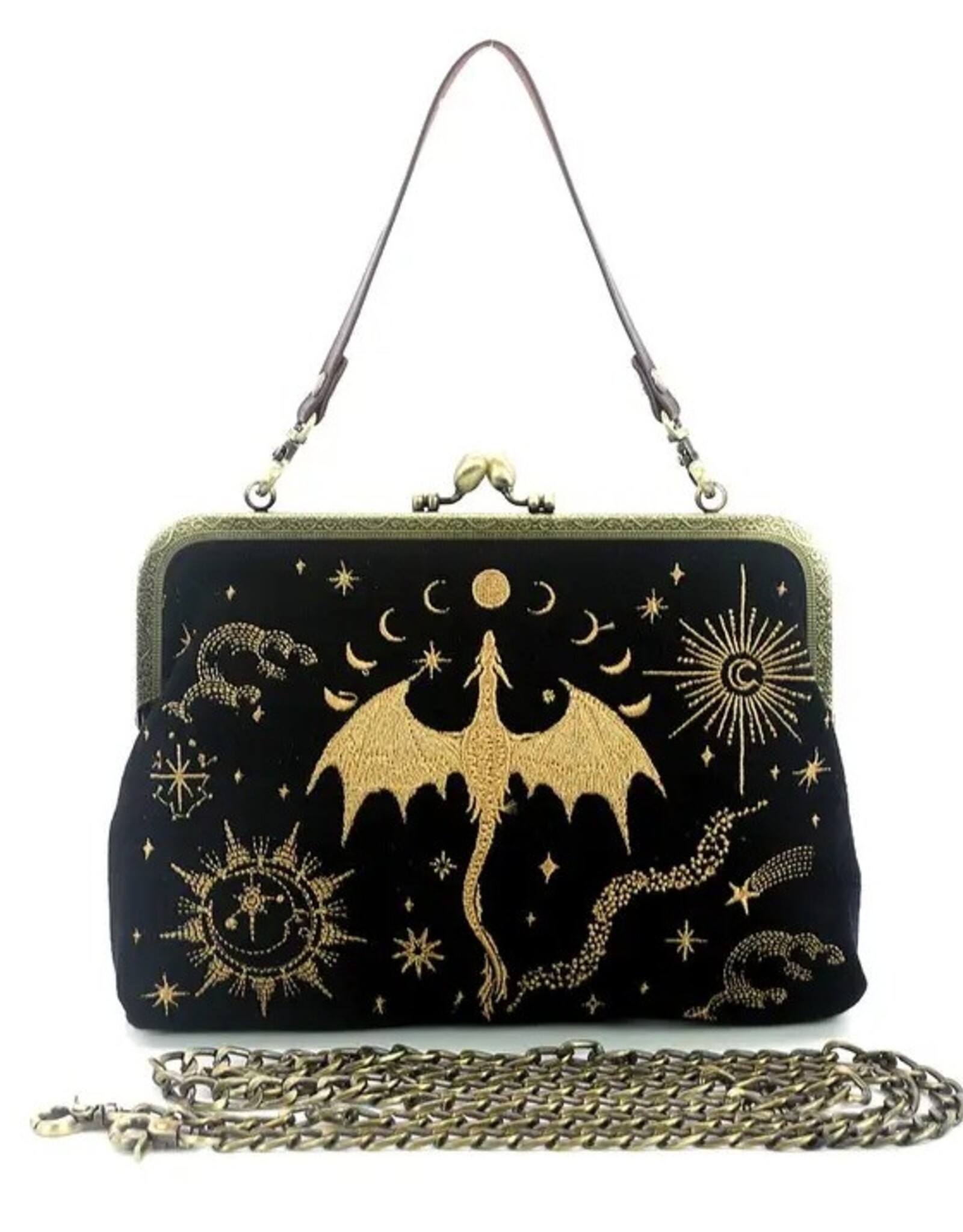 -Romantasy Dragon Kiss Lock Bag in Linen Cotton Blend