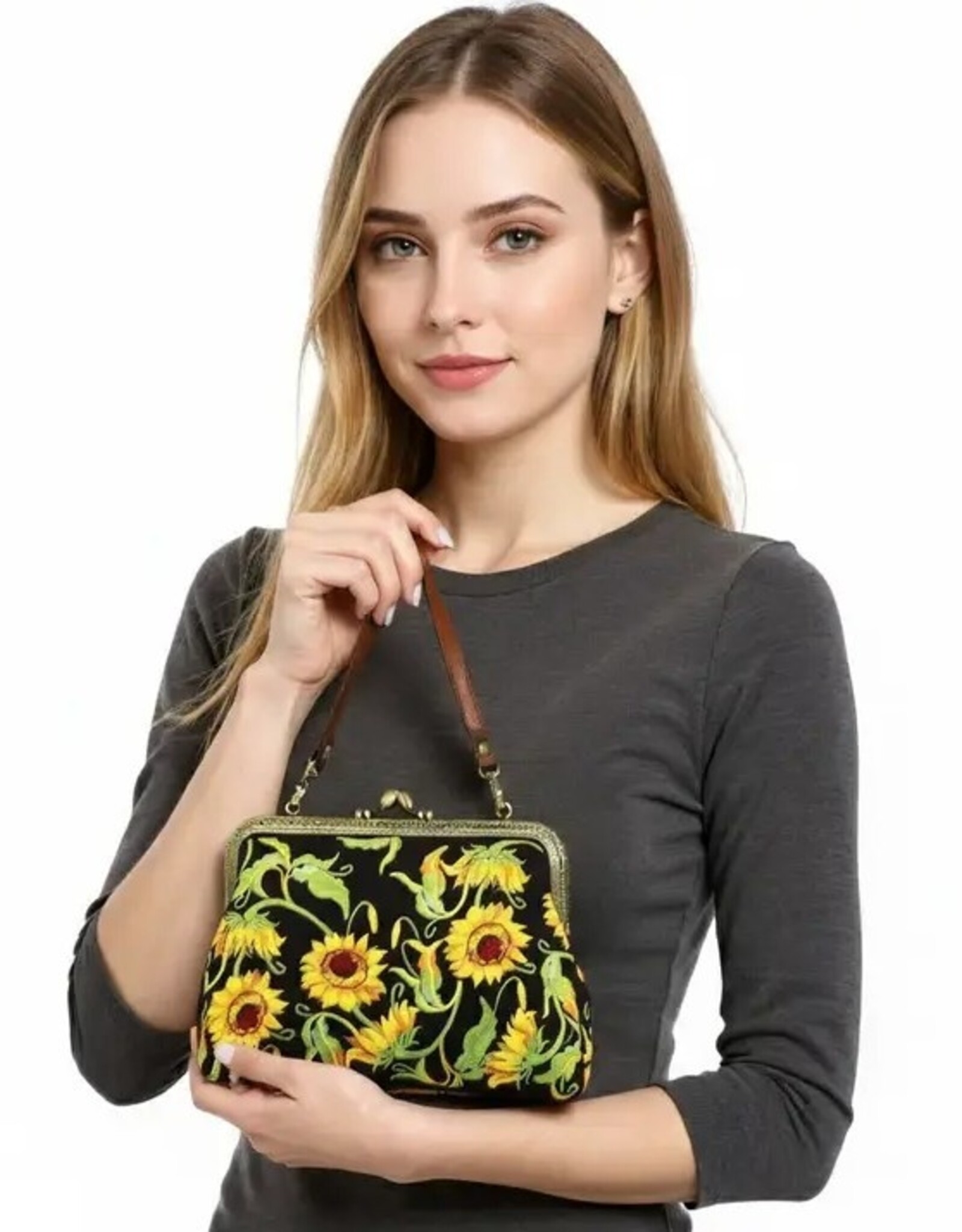 -Sunflower Kisslock Bag