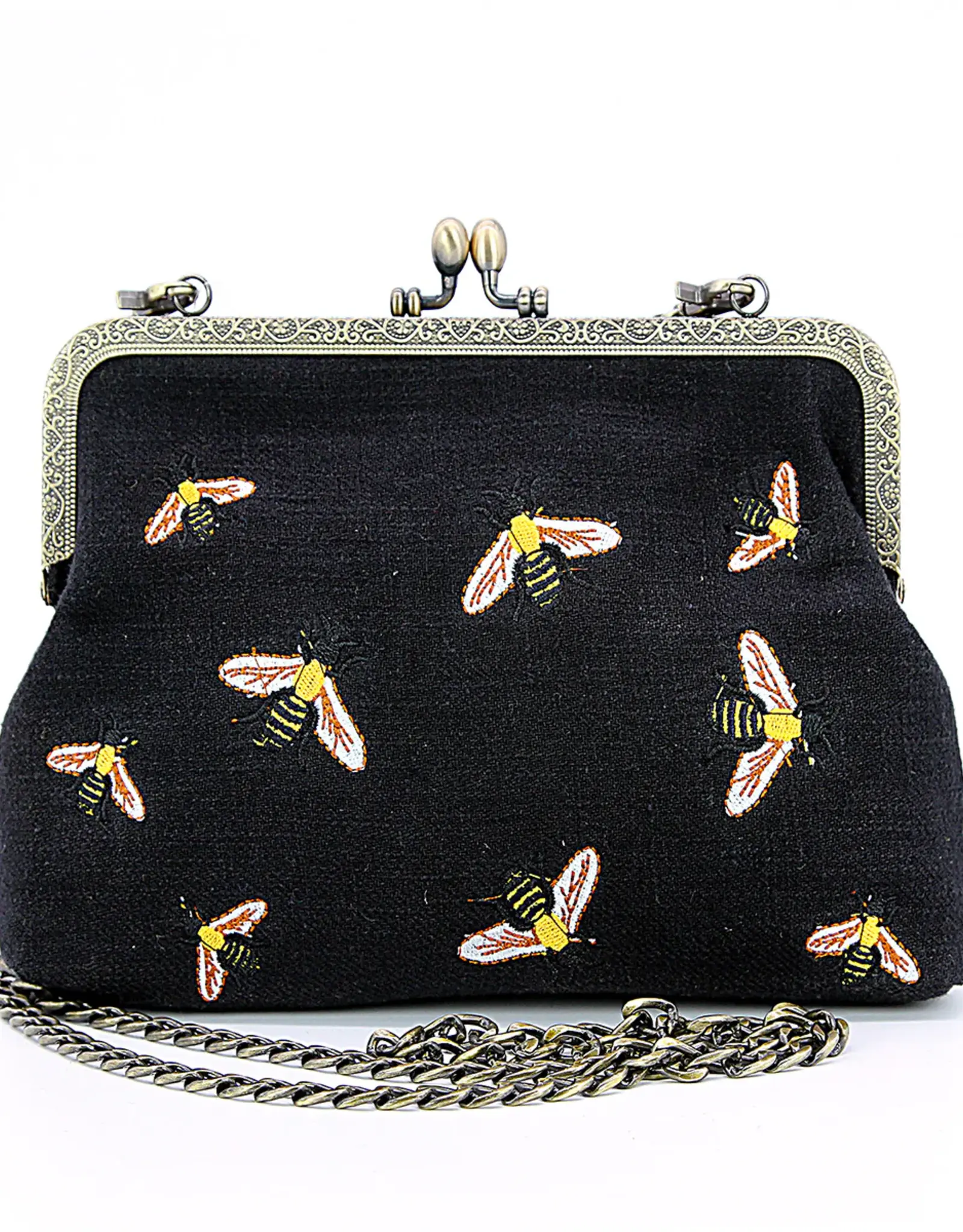 Bees Kisslock Bag | Black