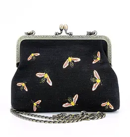 Bees Kisslock Bag | Black