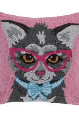 -Cat W/Eye Glasses and Bow Hook Pillow