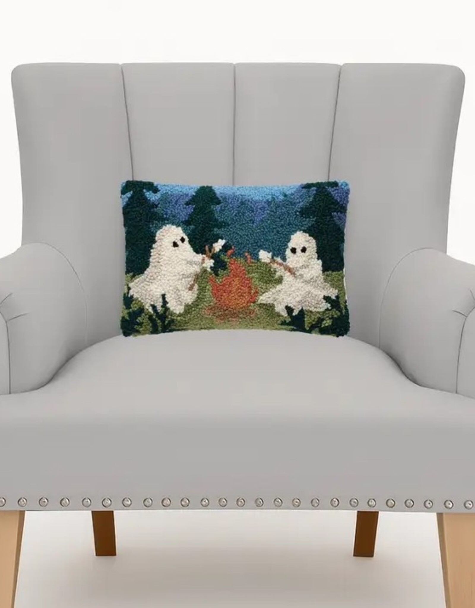 -Ghosts Campfire Hook Pillow