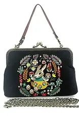 Bunny Kisslock Bag in Linen Black