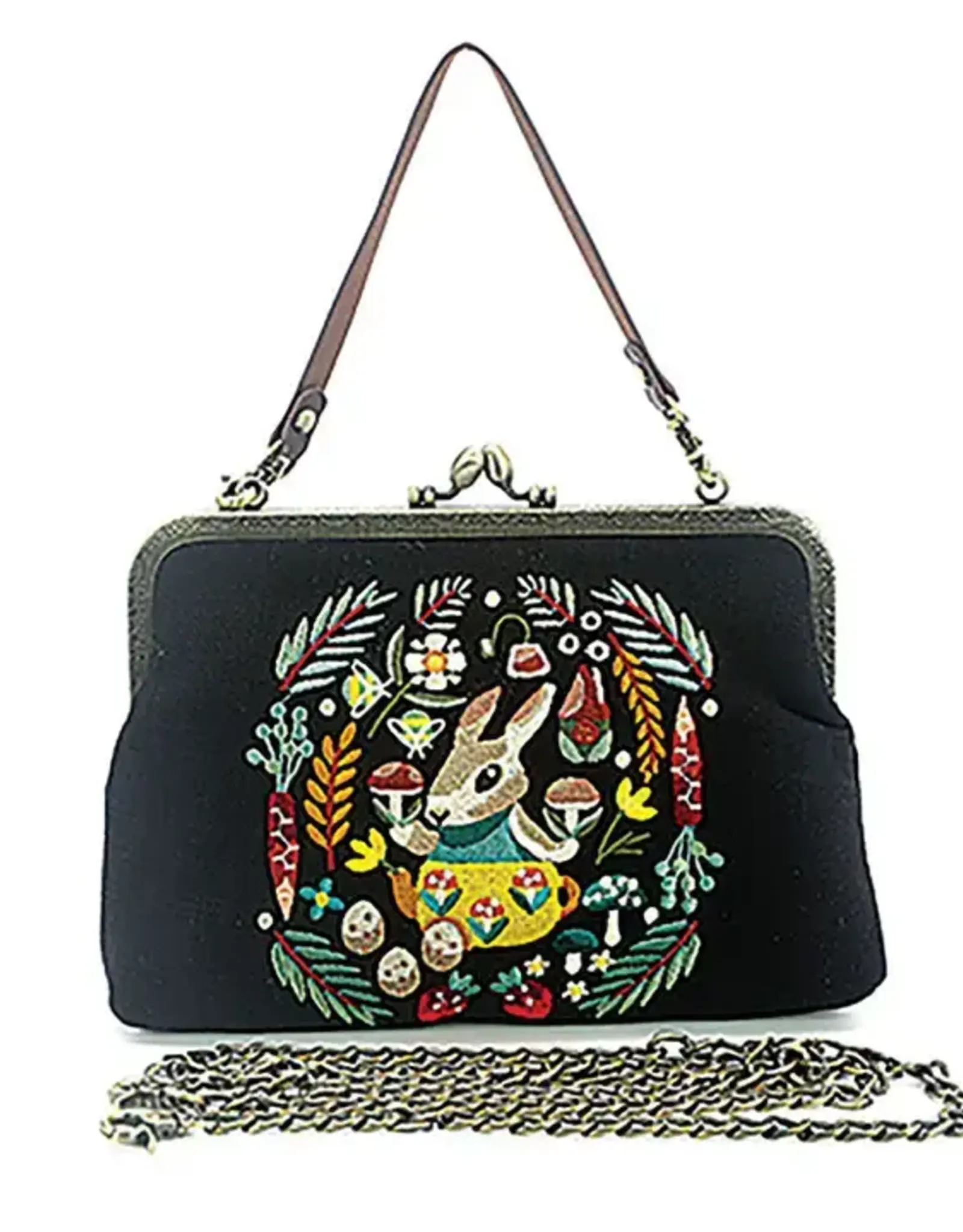 Bunny Kisslock Bag in Linen Black