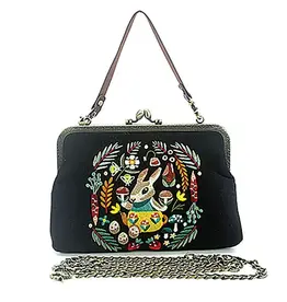 Bunny Kisslock Bag in Linen Black