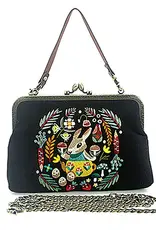 Bunny Kisslock Bag in Linen Black