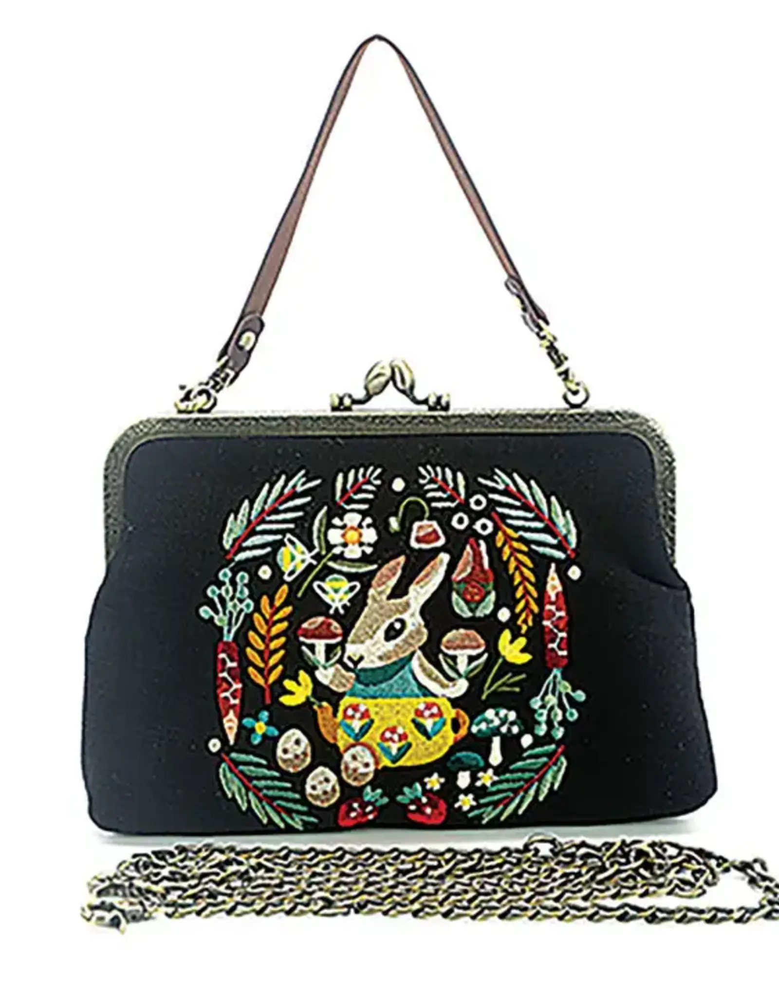 Bunny Kisslock Bag in Linen Black