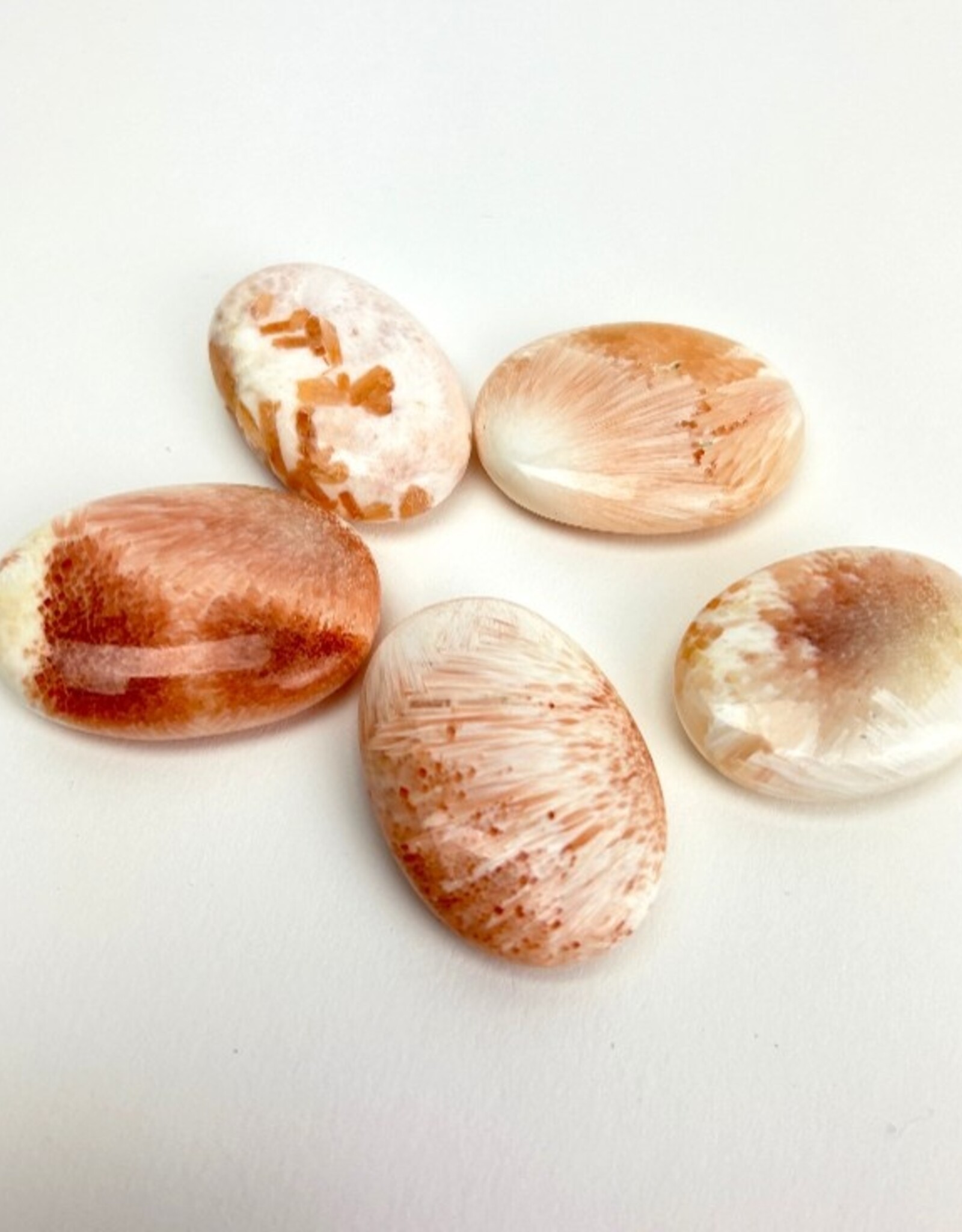 Nima Healing Crystal Polished Palmstone | 30-40mm | "A" Grade | Pink Scolecite | India