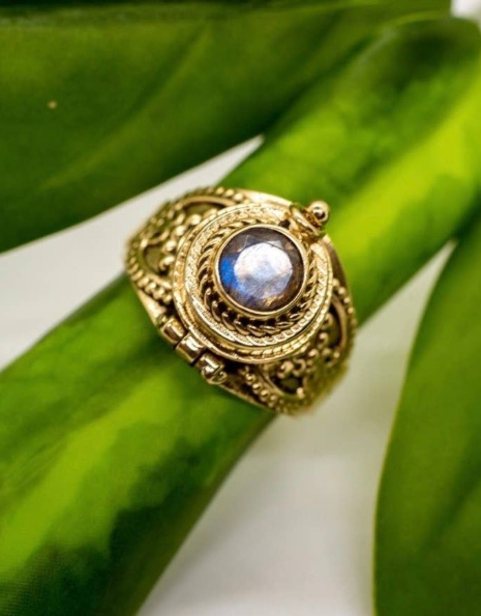 Brass Decorated Poison Ring |