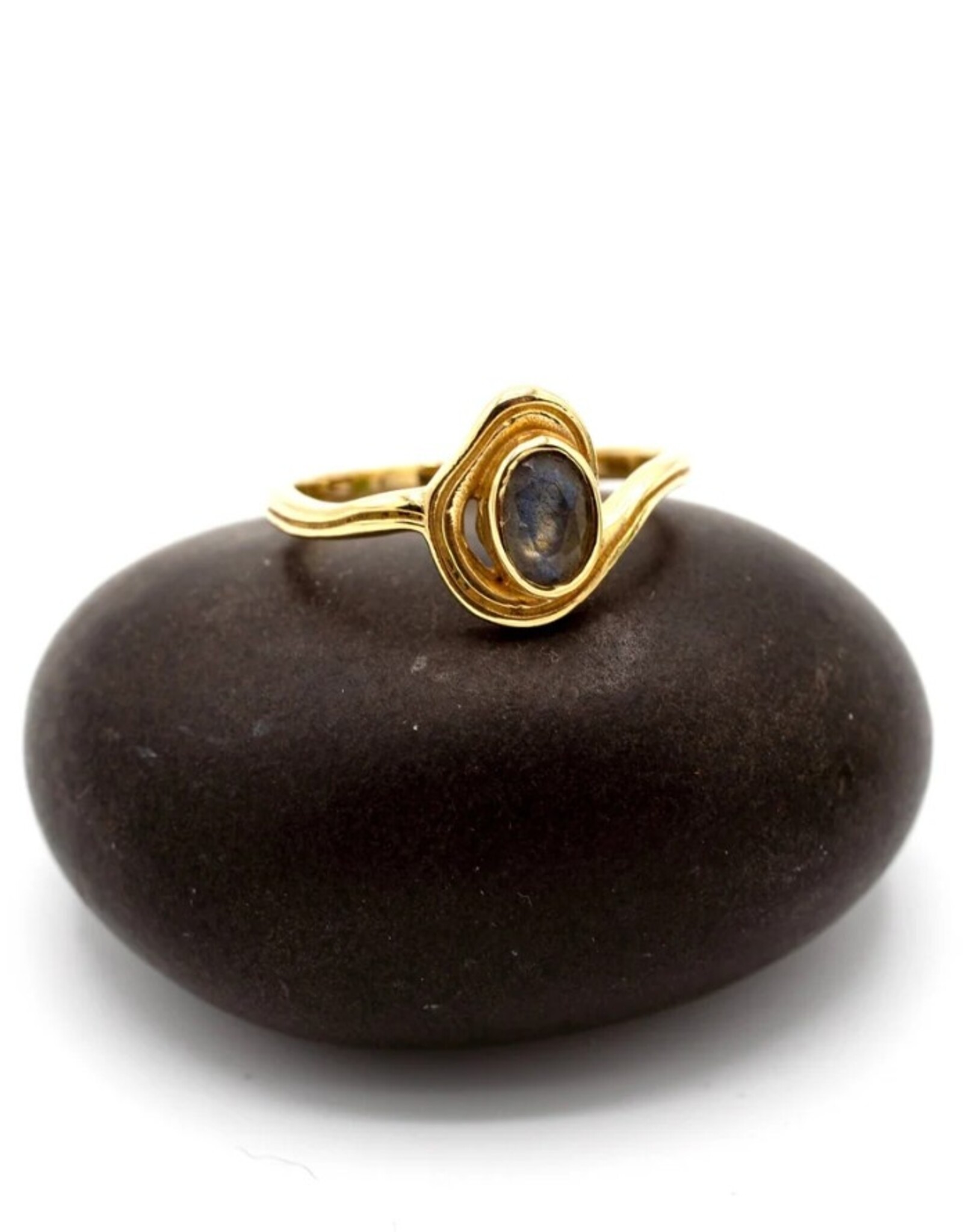 Brass Labradorite Swirl Ring |