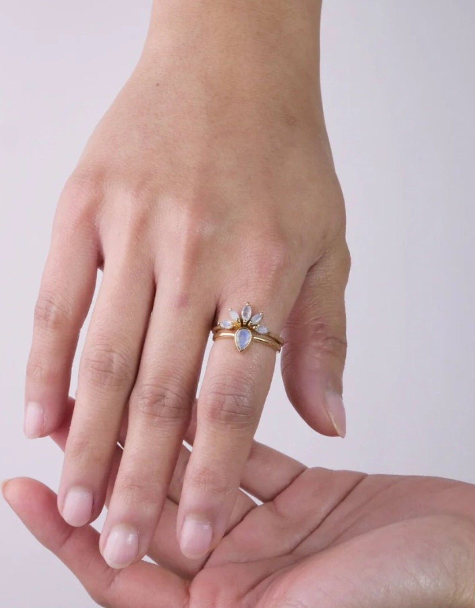 Brass Nesting Moonstone Ring Set |