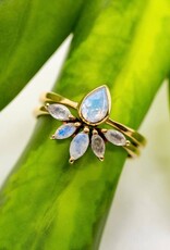 Brass Nesting Moonstone Ring Set |