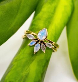 Brass Nesting Moonstone Ring Set |