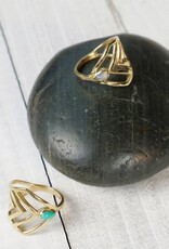 Brass Three V Ring with Moonstone |