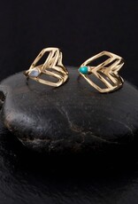 Brass Three V Ring with Moonstone |