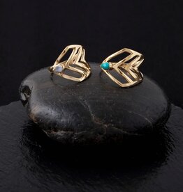 Brass Three V Ring with Moonstone |