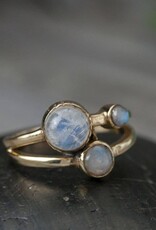 Brass Triple Moonstone Ring |