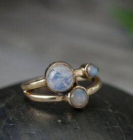 Brass Triple Moonstone Ring |