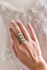Filigree Brass Ring with 4 Stones |