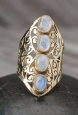 Filigree Brass Ring with 4 Stones |
