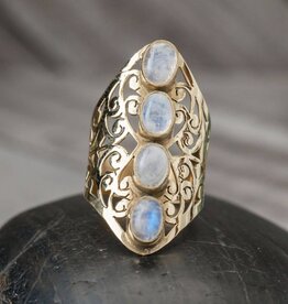 Filigree Brass Ring with 4 Stones |