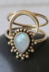 Tear Drop Moonstone Aura Ring |
