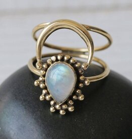 Tear Drop Moonstone Aura Ring |